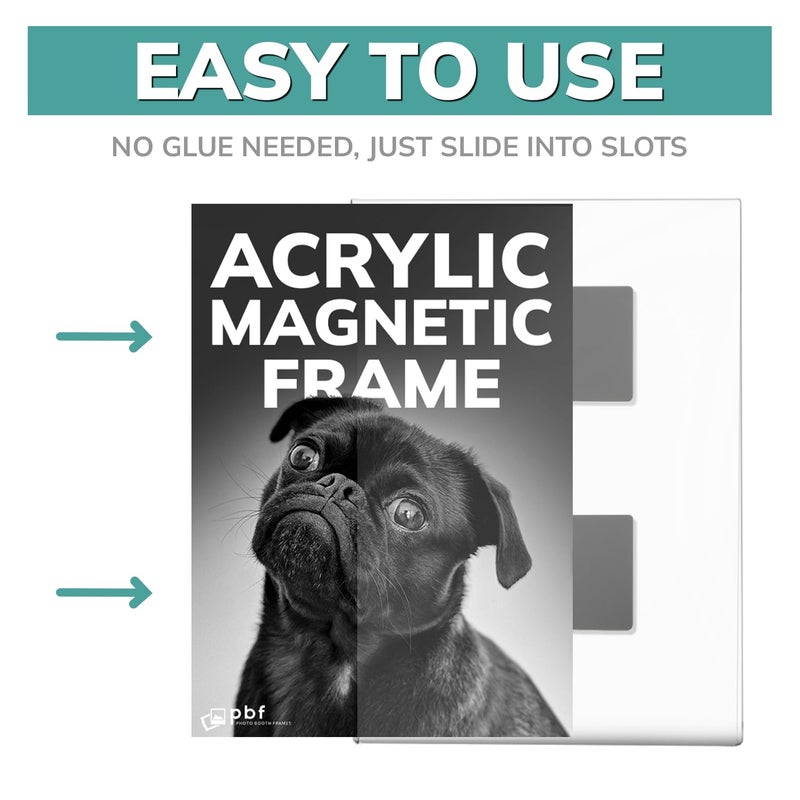 pbf PHOTO BOOTH FRAMES pbf 5x7 Magnetic Picture Frames for Refrigerator | 5 x 7 Clear Magnetic Acrylic Frames | Magnetic Photo Holders for Fridge, Locker, Photo Board, Art Display, Sign Holder (10-Pack) - Image 5